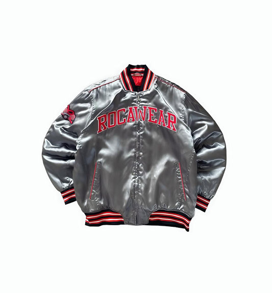 Grey and Silver Unisex Bomber Jacket