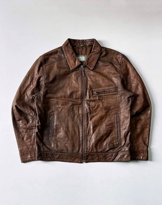 Classic Coffee Brown Leather Jacket