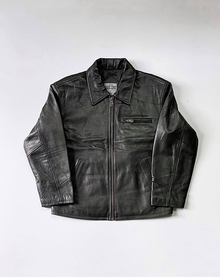 Classic Black Collared Leather Jacket