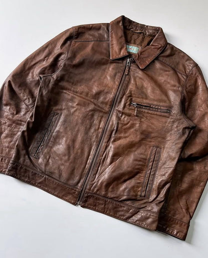 Classic Coffee Brown Leather Jacket