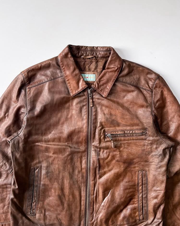 Classic Coffee Brown Leather Jacket