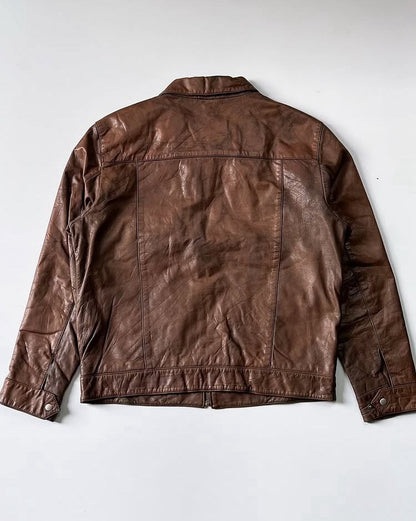 Classic Coffee Brown Leather Jacket