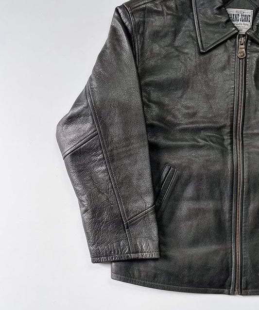 Classic Black Collared Leather Jacket