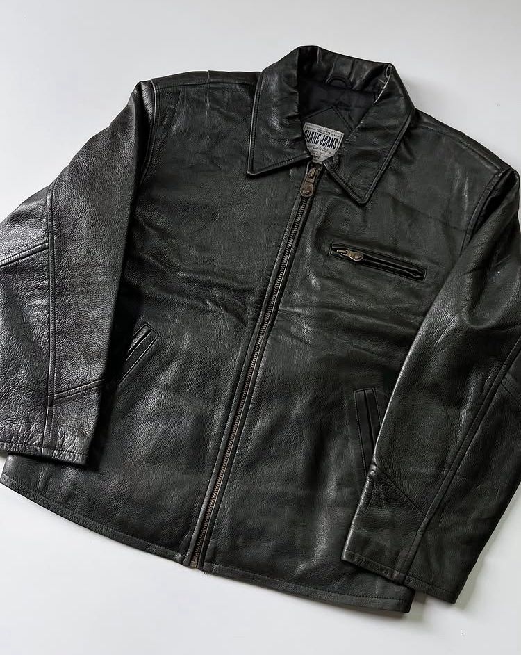 Classic Black Collared Leather Jacket