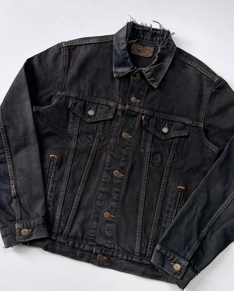 Vintage Faded Black Denim Jacket
