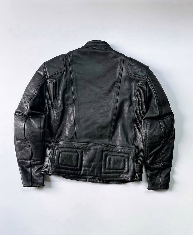 Midnight Black Padded Leather Jacket