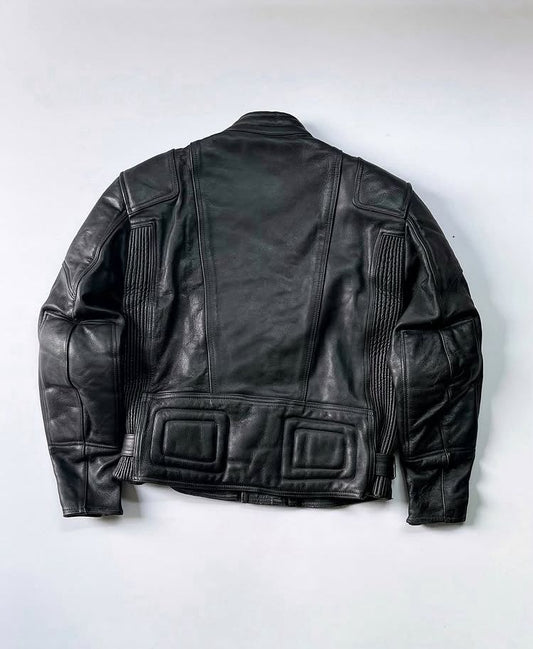 Midnight Black Padded Leather Jacket